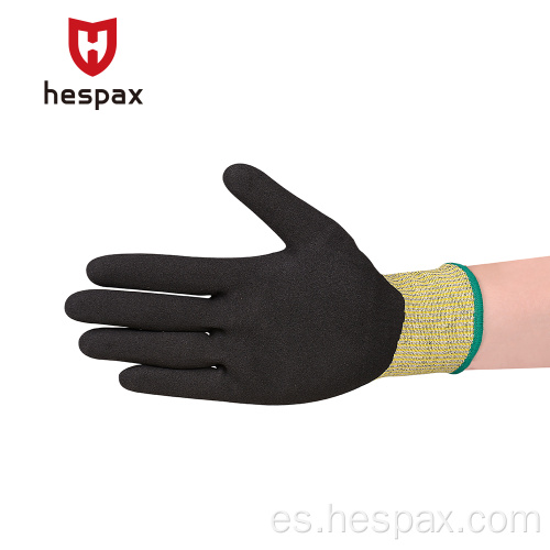 Guantes de servicio pesado Hespax nitrilo arenoso a prueba de aceite